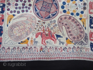 Rare Kantha Embroidered cotton Kantha Probably From Jessore District, East Bengal(Bangladesh)region. India.C.1900. Its size is 95cmX95cm(DSC04672).                 