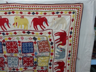 Marriage Canopy Applique work on the Cotton, From Saurashtra Region of Gujarat, India.Its size is 158cmx190cm. Circa 1900(DSC01819 New).              