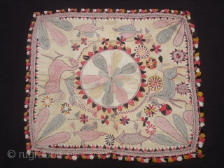 Kantha Quilted and embroidered cotton kantha Probably From East Bengal(Bangladesh) region, India.C.1900.Its size is  50mX56cm.Very Good Condition(DSC06268 New).              