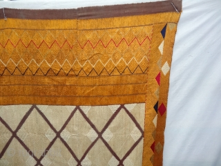 Phulkari From West(Pakistan)Punjab. India.Known as Chand Bagh.C.1900. Floss silk on hand spun cotton ground cloth(DSC04729).                  