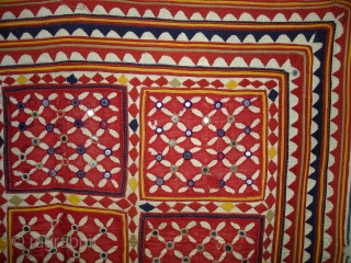 Applique Wall Hanging From Saurashtra(Bhavnagar District) Gujarat.India.Used by the Royal Kathi Darbar Family.Its size is 107cm x 173cm(DSC04076 New).              