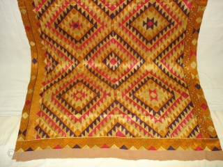 Phulkari From West(Pakistan) Punjab.India.known As Panchrangi Bagh very Rare influence of Shisha Design,Very rare kind of Bagh(DSC01490 New).               