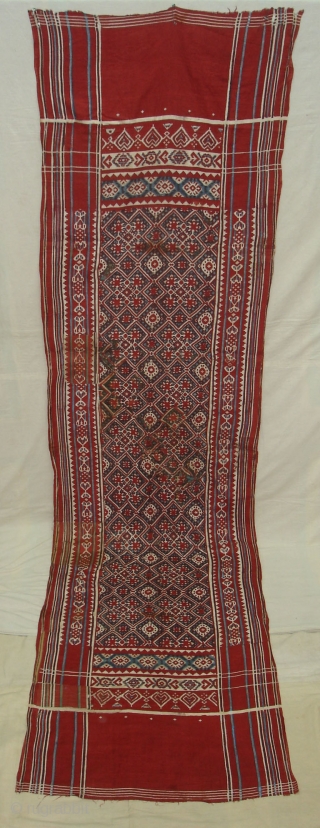 Patola Imitation(cotton)Block Print and Kalamkar,Probably Made to order in India or might be Indonesia.Its size is 70cmX275cm(DSC03023 New).               