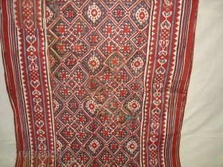 Patola Imitation(cotton)Block Print and Kalamkar,Probably Made to order in India or might be Indonesia.Its size is 70cmX275cm(DSC03023 New).               