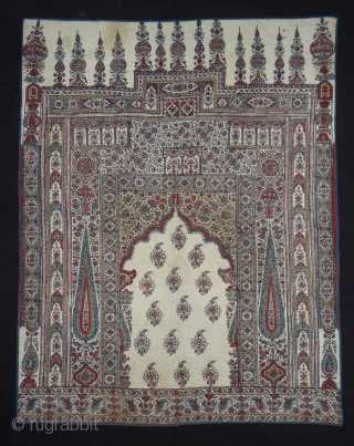 Quilted Kalamkari of Jainamaz style,From Msulipatam,Andhra Pradesh, India.Made for Persian Market,C.1865.Hand spurn cotton,Natural Dyes.Its size is 90cmX114cm(DSC01916 New).               