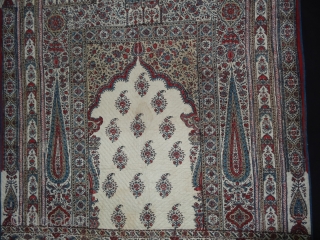 Quilted Kalamkari of Jainamaz style,From Msulipatam,Andhra Pradesh, India.Made for Persian Market,C.1865.Hand spurn cotton,Natural Dyes.Its size is 90cmX114cm(DSC01916 New).               