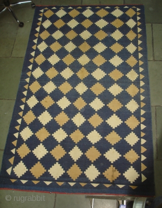 Jail Dhurrie(Cotton),From Bikaner.Rajsthan.India.Its size is 145cmx235cm.Its only used for some Festival time(DSC02115 New).                    