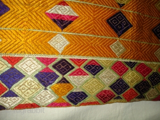 Phulkari From West(Pakistan)Punjab.India.known As Vari-Da-Bagh,Very Rare influence of Multi-colour Side Ghunghat with Multi colour squares in the Middle(DSC00825 New).              