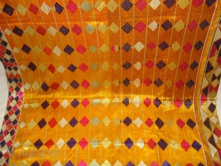 Phulkari From West(Pakistan)Punjab.India.known As Vari-Da-Bagh,Very Rare influence of Multi-colour Side Ghunghat with Multi colour squares in the Middle(DSC00825 New).              