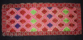 Pillow-Cover,Swat Valley(Pakistan).Cotton embroidered with floss silk.with woollen Braiding and Tassels.Its size is 36cm x 88cm(DSC02770 New).                 