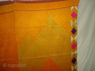 Phulkari From West(Pakistan)Punjab. India.known As Vari-Da-Bagh ,With Rare influence of Colour Change of Embroidery Threads with two Side Borders(DSC07072 New).             