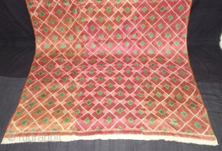 Thirma Wedding Bagh From West(Pakistan)Punjab. India. India. 19th Century. Floss silk on hand spun cotton ground cloth. Its size is 138cmX255cm(DSC08941).            
