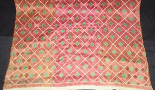 Thirma Wedding Bagh From West(Pakistan)Punjab. India. India. 19th Century. Floss silk on hand spun cotton ground cloth. Its size is 138cmX255cm(DSC08941).            