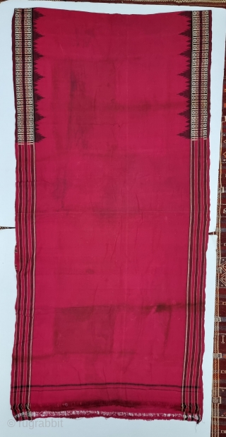 Sari( Devadasi Sari  or Viman Kusumi Sari ) From Orissa,Orissa is an eastern state of India,on the Bay of Bengal. Sari of red cotton bordered by black stripes, the plain weave  ...