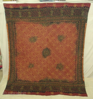 Tie and Dye(Cotton)Odhani From Kutch Gujarat, India.This were traditionally used mainly by Bhanushali family of Kutch Gujarat. India.C.1900.Its size is 170cmx215cm(DSC06019 New).           