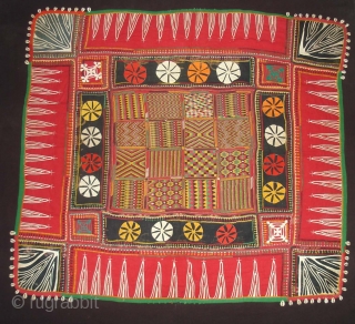 Ceremonial Banjara Baby Jolna From Madhiya Pradesh. India. Known As Jolna. Finely Embroidered And Applied work Banjara Jolna. c.1900. Its Size is 88cmX95cm(DSC04726 New).         