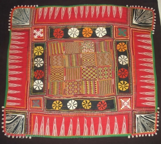 Ceremonial Banjara Baby Jolna From Madhiya Pradesh. India. Known As Jolna. Finely Embroidered And Applied work Banjara Jolna. c.1900. Its Size is 88cmX95cm(DSC04726 New).         