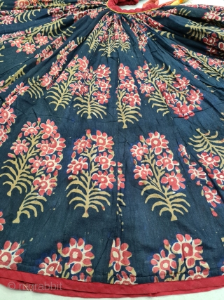 An Very Rare And Very Large Indigo Blue Tree Design, Ghaghra (Skirt) Mordant- And Resist-Dyed Cotton, From Rajasthan India. India. c.1850-1870. Its size is L-68cm,Circle about 1380cm. Approx. (20210330_115934).    