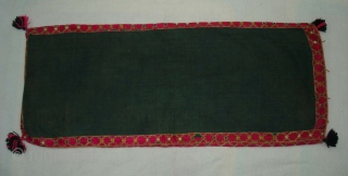 Pillow-Cover,Swat Valley(Pakistan).Cotton embroidered with floss silk.with woolen Braiding and Tassels.Its size is 34cm X 80cm(DSC04559 New).                 