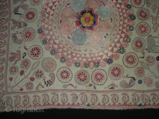 Kantha Quilted and embroidered cotton Kantha Probably From Jessore District of East Bengal(Bangladesh)region.India.Its size is 72cmX80cm(DSC01760 New).                