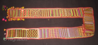 Ceremonial Banjara Belt From Karnataka,South India.Embroidered the on cotton.Its size is 13cmX120cm(DSC00668 New).                    