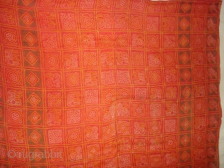 Gharcholu Sari Tie and Dye(Natural Colours)Cotton,From Jamnagar,Gujarat India.Its size is 134cmX424cm(DSC01833 New).                     