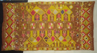 Phulkari From East(Punjab) India.Known as Darshan Dwar. Showing the Folk Culture and Art of Punjab.C.1900.Its size is 120cmX230cm(DSC04904 New).              