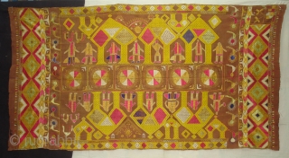 Phulkari From East(Punjab) India.Known as Darshan Dwar. Showing the Folk Culture and Art of Punjab.C.1900.Its size is 120cmX230cm(DSC04904 New).              