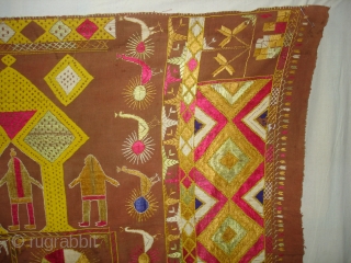 Phulkari From East(Punjab) India.Known as Darshan Dwar. Showing the Folk Culture and Art of Punjab.C.1900.Its size is 120cmX230cm(DSC04904 New).              