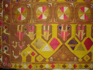 Phulkari From East(Punjab) India.Known as Darshan Dwar. Showing the Folk Culture and Art of Punjab.C.1900.Its size is 120cmX230cm(DSC04904 New).              