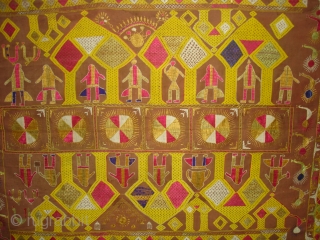 Phulkari From East(Punjab) India.Known as Darshan Dwar. Showing the Folk Culture and Art of Punjab.C.1900.Its size is 120cmX230cm(DSC04904 New).              