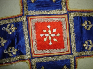 Jain Book Cover From Kutch Gujarat India.Real Zari Gota Work on Silk.Made like Chopat Game,But its used for wrapping holy Book on it(DSC04696new).          