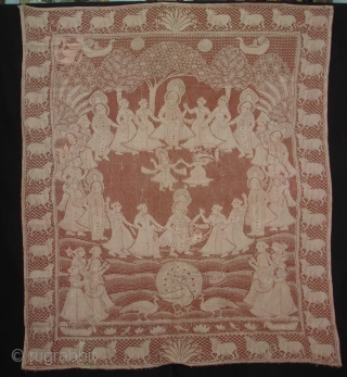 Pichwai of Cotton Lace net,of Maha Raas From Germany,Made for Indian Market C.1900.Its size is 138cmX160cm(DSC01913 New).                