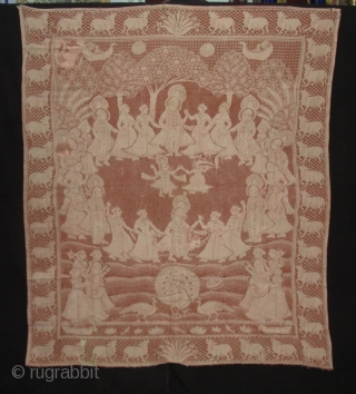 Pichwai of Cotton Lace net,of Maha Raas From Germany,Made for Indian Market C.1900.Its size is 138cmX160cm(DSC01913 New).                