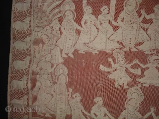 Pichwai of Cotton Lace net,of Maha Raas From Germany,Made for Indian Market C.1900.Its size is 138cmX160cm(DSC01913 New).                