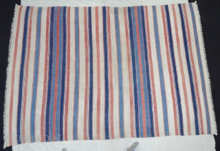 Khadi (Cotton) Striped Jail Dhurries From Kutch Gujarat,India.C.1900.Good Condition.
Its size is 160cmX242cm(Large-size)(DSC05321).                     