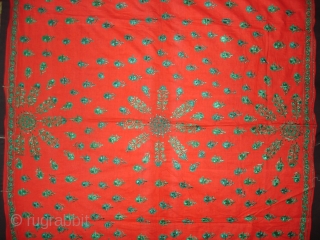 Achochini Womens's bridal Shawl,From Sindh Pakistan,Cotton ground with floss silk embroidery.Its size is 148cmX190cm(DSC01988 New).                  