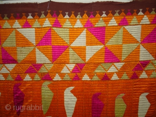 Phulkari From East(India)Punjab.India.One of the Rare Design Indian Phulkari.Known as Tota(Parrot bird)Bagh. Its size is 130cmX220cm (DSC04588 New).               