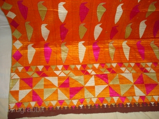 Phulkari From East(India)Punjab.India.One of the Rare Design Indian Phulkari.Known as Tota(Parrot bird)Bagh. Its size is 130cmX220cm (DSC04588 New).               