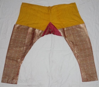 Ejar (Trouser) Zari Brocade (Gold Plated Real Silver Threads) On Gajji-Silk, Probably from the Deccan Region of South India. India. 19th Century. 
Its size is Length - 17cm x 91cm Width- 145  ...