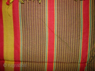 Haaz Shawl From Kerala India.Made for for the Haazi Peoples from Malaysia.Its fabric is silk and Banana leaf mix.19th Century.Its size is 126cmx215cm(DSC04882 New).         