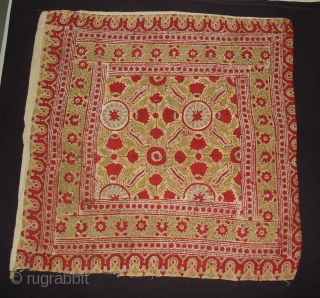 Early Block Print Chakla(Cotton Khadi)From Rajasthan,India.Its size is 92x92cm(DSC09529 New).                       