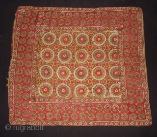 Early Block Print Chakla(Cotton Khadi)From Rajasthan,India.Its size is 84x92cm(DSC09537 New).                       