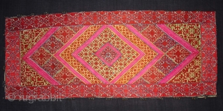 Pillow-Cover,Swat Valley(Pakistan).Cotton embroidered with floss silk.with woolen Braiding and Tassels.Its size is 36cmx88cm(DSC03006 New).                   