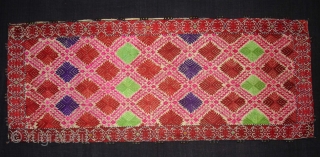 Pillow-Cover,Swat Valley(Pakistan).Cotton embroidered with floss silk.with woolen Braiding and Tassels.Its size is 36cmx88cm(DSC03006 New).                   