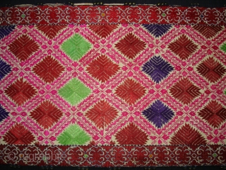 Pillow-Cover,Swat Valley(Pakistan).Cotton embroidered with floss silk.with woolen Braiding and Tassels.Its size is 36cmx88cm(DSC03006 New).                   