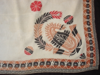 Kantha Quilted and embroidered cotton Kantha Probably From Jessore District of East Bengal(Bangladesh)region.India.Its size is 130cmX177cm(DSC02047 New).                