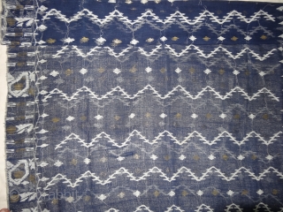 Dhakai Jamdani Saree Indigo blue Natural Colour, Cotton with  Real Zari weaving From Dhaka District, of Bangladesh. India. Jamdani was originally known as Dhakai named after the city of Dhaka, Jamdani  ...