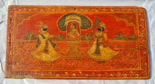 Nath Miniature Painting of Nathji (Swaroop of Shrinathji) On the Wood. Showing the Rao Mansingh and Nathyogi 
c.1800-1825, 
From Jodhpur Rajasthan India. India. 
The art of paint and lacquer was a beautiful  ...