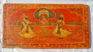 Nath Miniature Painting of Nathji (Swaroop of Shrinathji) On the Wood. Showing the Rao Mansingh and Nathyogi 
c.1800-1825, 
From Jodhpur Rajasthan India. India. 
The art of paint and lacquer was a beautiful  ...